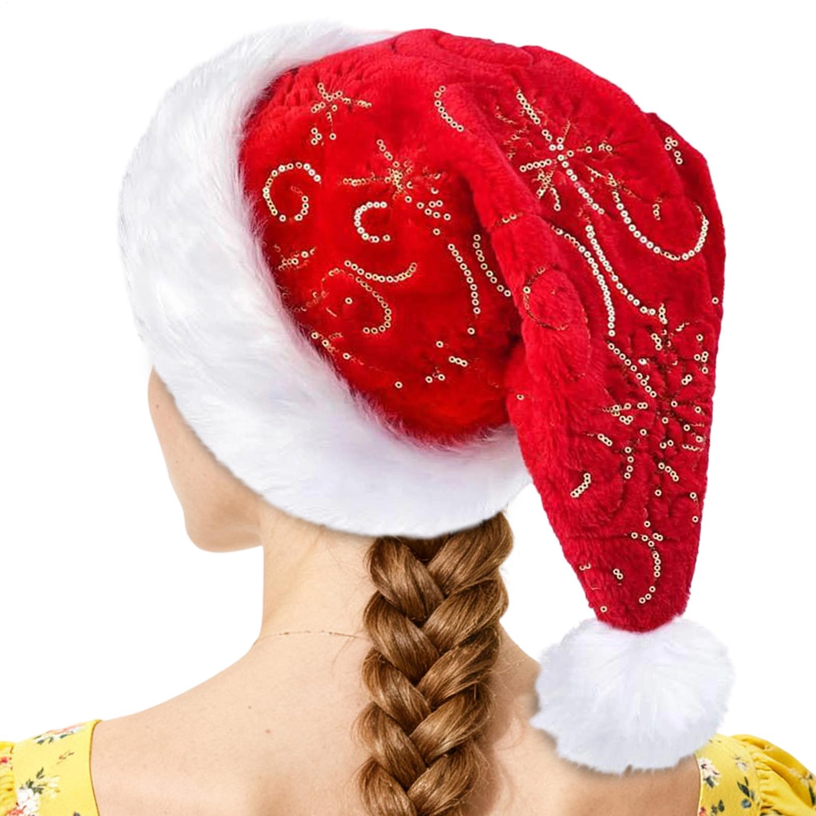 Santa Hat Plush - Plüsch-Weihnachtsmütze, tragbar, für den Winter, wiederverwendbar,